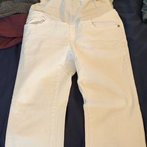 White straight leg maternity jeans